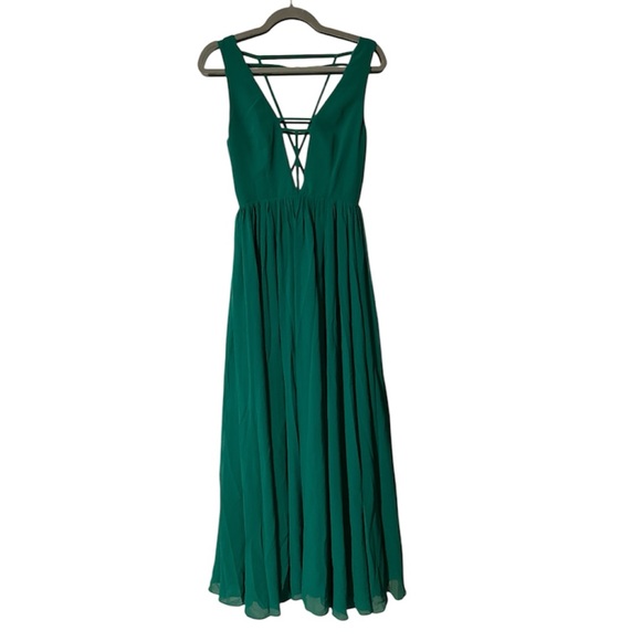 Fame & Partners - Anthropologie -Elegant GREEN Sleeveless Gown Dress Sz 2 - Picture 2 of 4